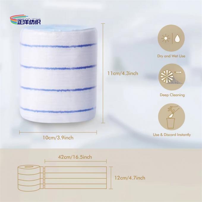 12x42cm Microfiber Cleaning Mop White Fabric Blue Stripes Non-Woven ...