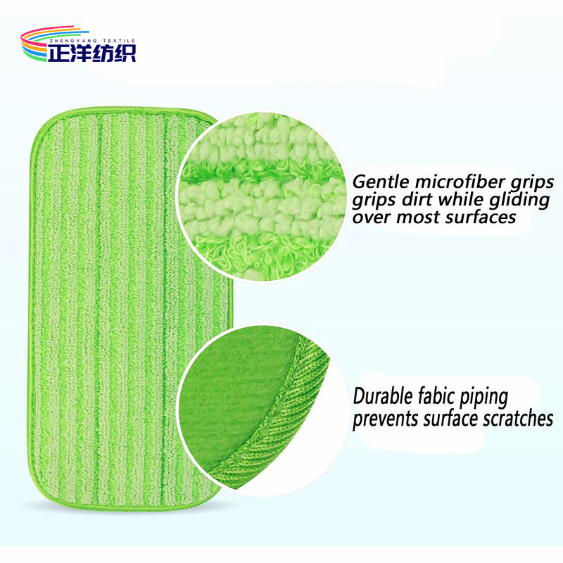 5"X8.6" Wet Floor Mopping Pads Green Fiber Stripe Style Spray Mop Pad