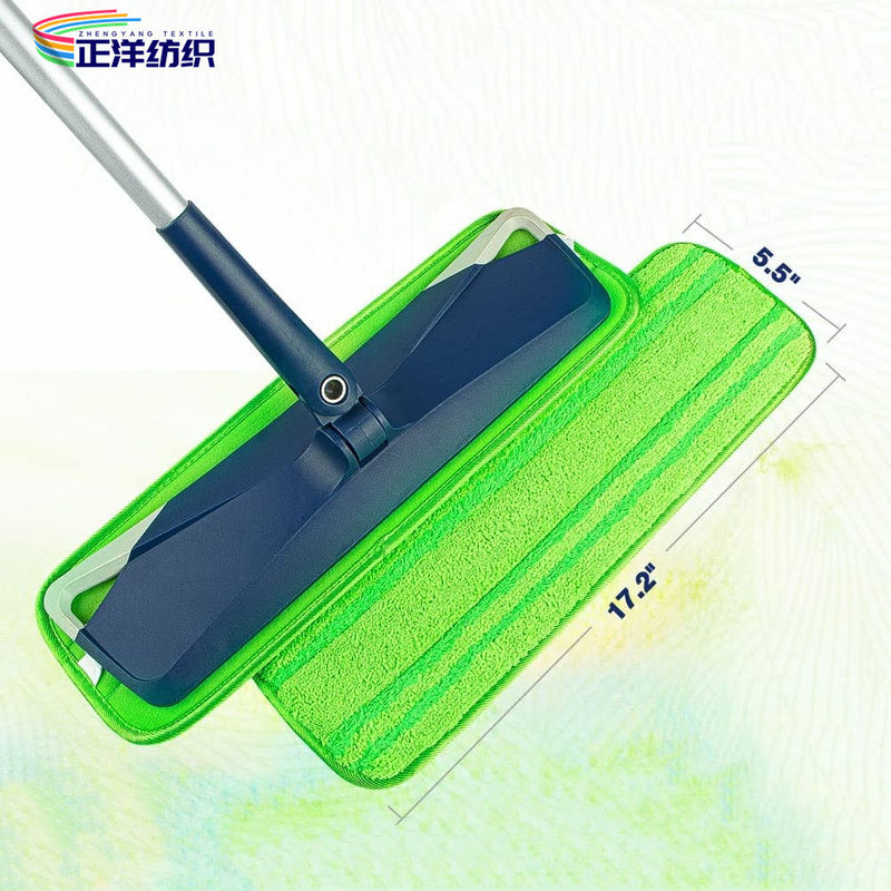 5.5"X17.2" Microfiber Cleaning Mop Microfiber Wet Mop Head Green Fiber Stripe Household