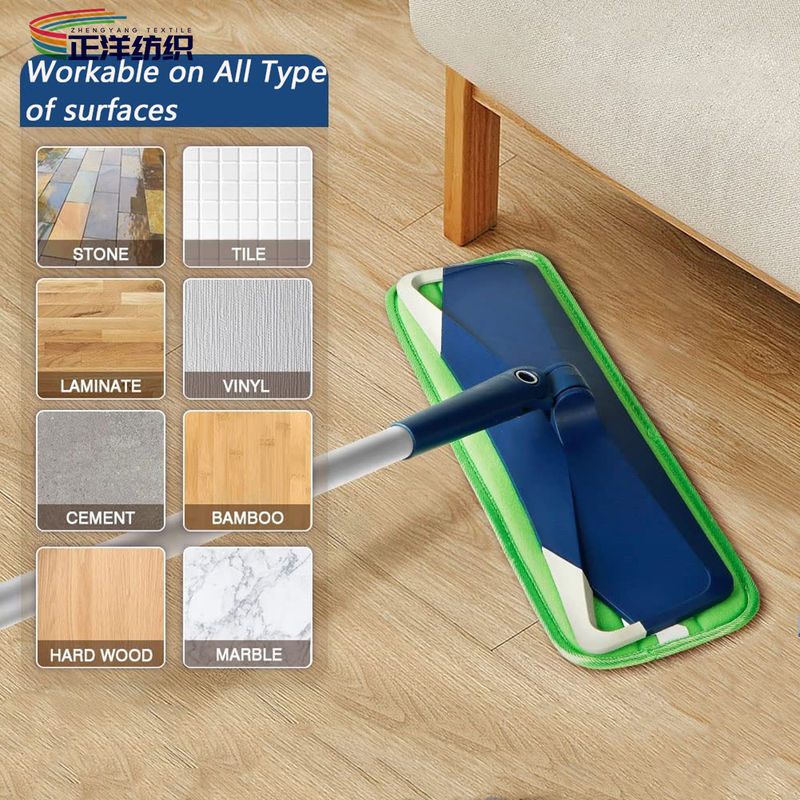 5.5"X17.2" Microfiber Cleaning Mop Microfiber Wet Mop Head Green Fiber Stripe Household