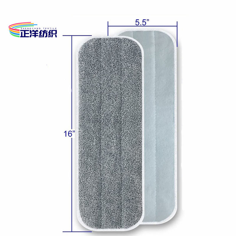 Sponge Layer Microfiber Wet Mop Head 5.5"X16" Velcro System Grey Mop Head