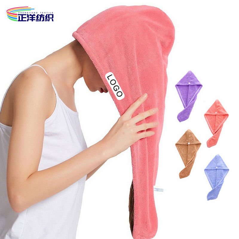 350gsm Reusable Dusting Cloths 35X65cm Multi Color Long Hair Drying Towel Hair Drying Cap