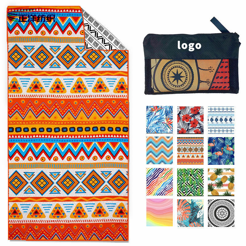 Large Size 80x160cm 300gsm Reusable Cleaning Wipes Full Color Printed Microfiber Beach Towel