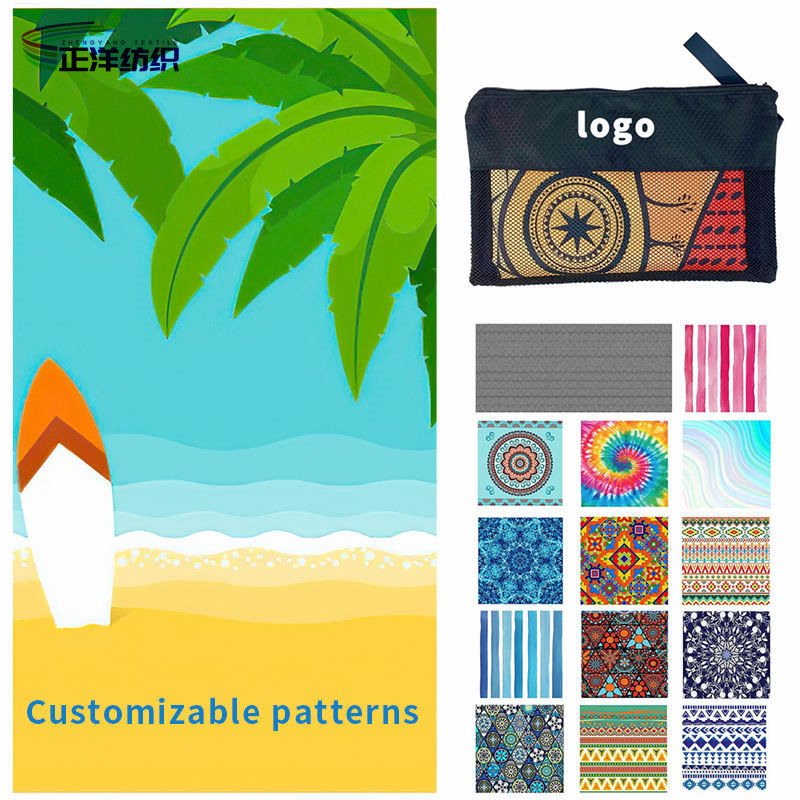 Large Size 80x160cm 300gsm Reusable Cleaning Wipes Full Color Printed Microfiber Beach Towel