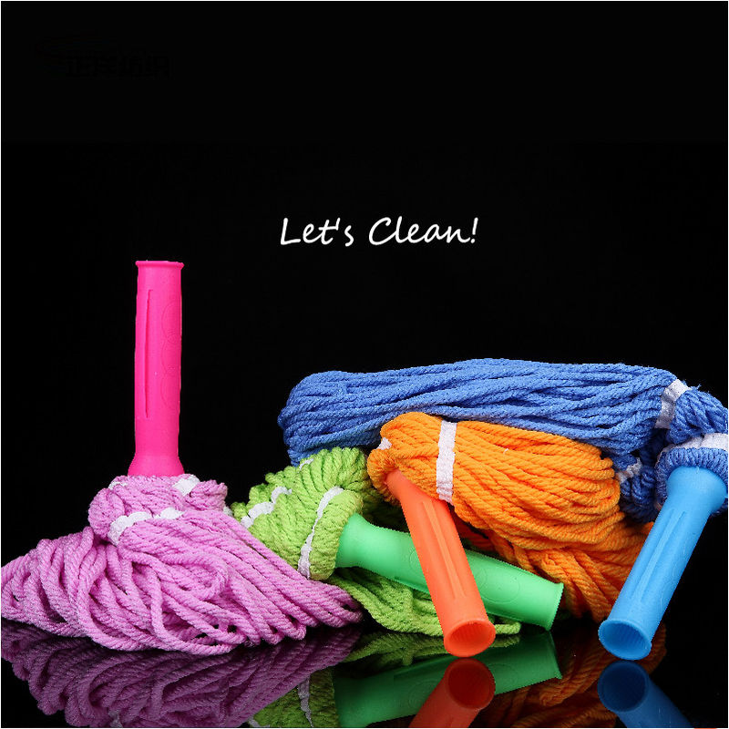 Thread Cotton Cleaning Mop 120cm Length Plastic Handle 125Grams Wringing Dry Hand Wash Free