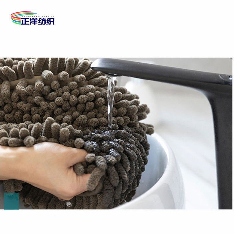 Chenille PU Coated Backing Fluffy Toilet Cover Mat Bathroom Mat Set