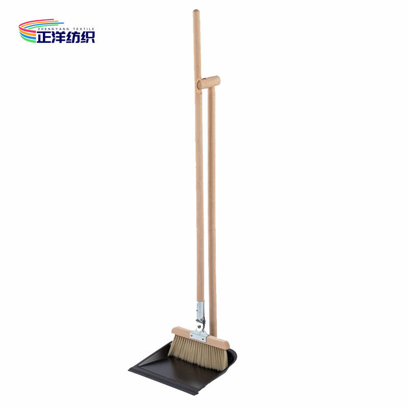 97cm Standing Broom Dustpan Wooden Handle Horsehair Bristles Iron