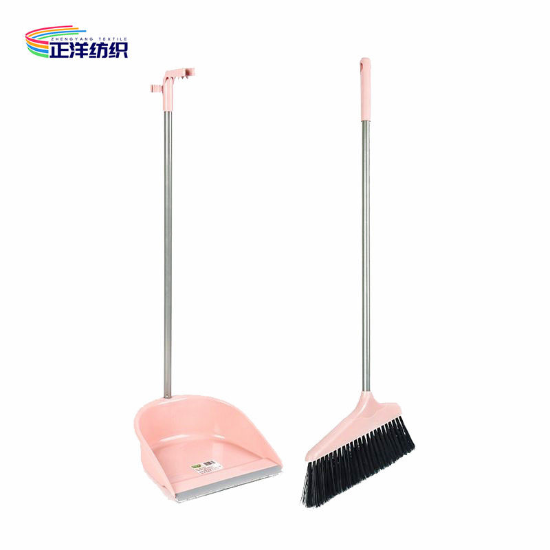 87cm House Broom With Dustpan Stainless Steel Handle Plastic Tray And PP Bristles Light Weight