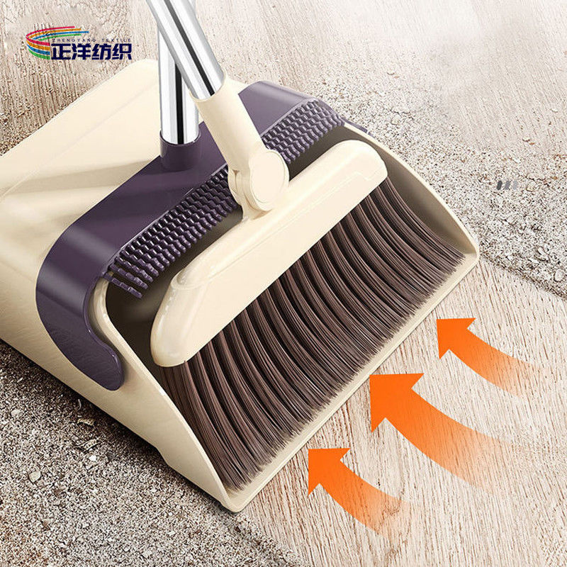 93cm Broom Dustpan Stainless Steel Handle Plastic Windproof Rubber Scraper Household Cleaning Set