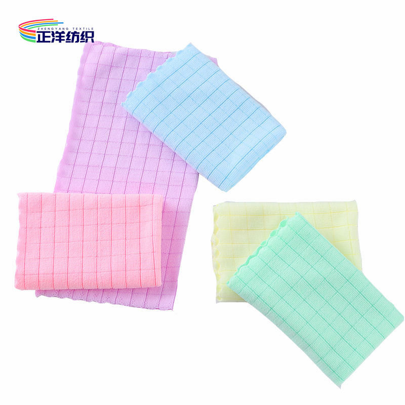 500gsm Car Cleaning Rags Plaid Style 40x40cm All Season Microfiber Weft Cloth Car Wiping Towels