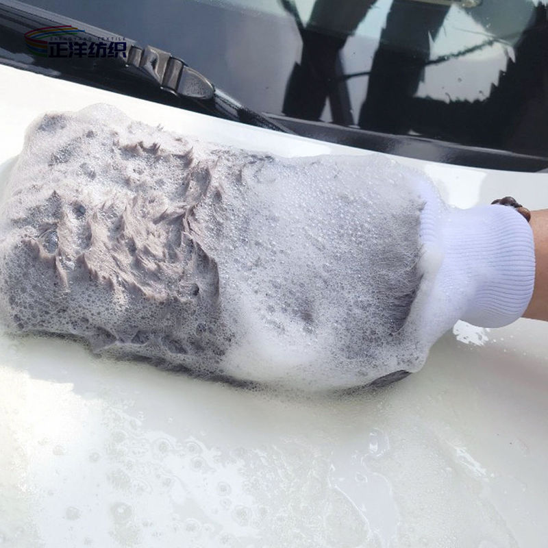 Scratch Free Car Detailing Tools 28x16cm 80g Grey Soft Plush 1000gsm Microfiber Car Wash Gloves