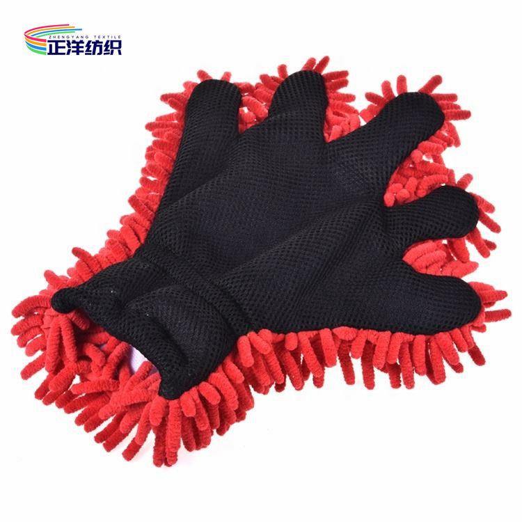80% Polyester 20% Polyamide Car Detailing Tools 27x30cm 130g Microfiber Chenille Car Wash Hand Gloves