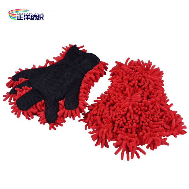 80% Polyester 20% Polyamide Car Detailing Tools 27x30cm 130g Microfiber Chenille Car Wash Hand Gloves