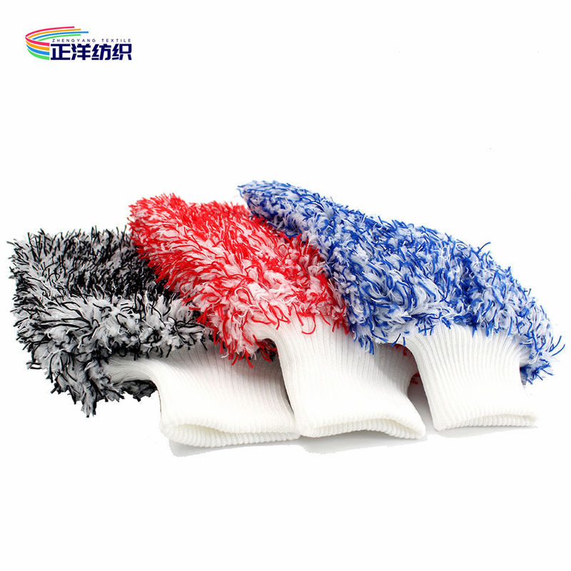 Polyester Car Detailing Tools 16x28cm 1500gsm Microfiber Scratch Free Car Washing Glove