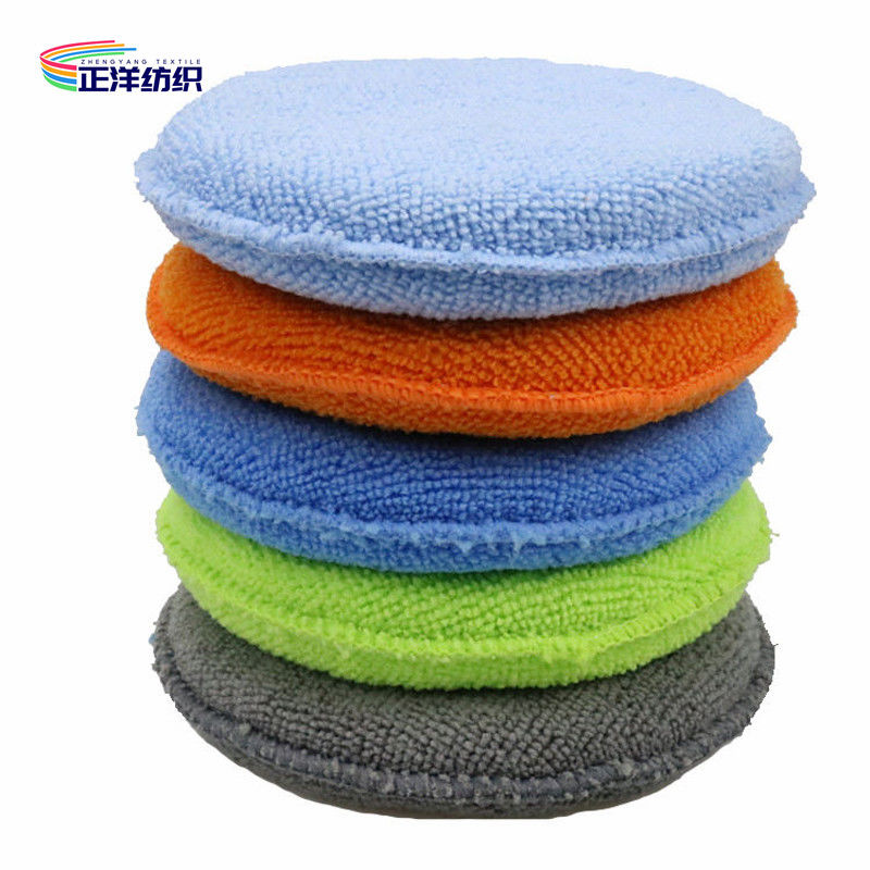 125mm 17g Multi Color Round Microfiber Car Polishing Sponge With Finger Pocket