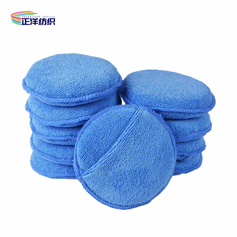 125mm 17g Multi Color Round Microfiber Car Polishing Sponge With Finger Pocket